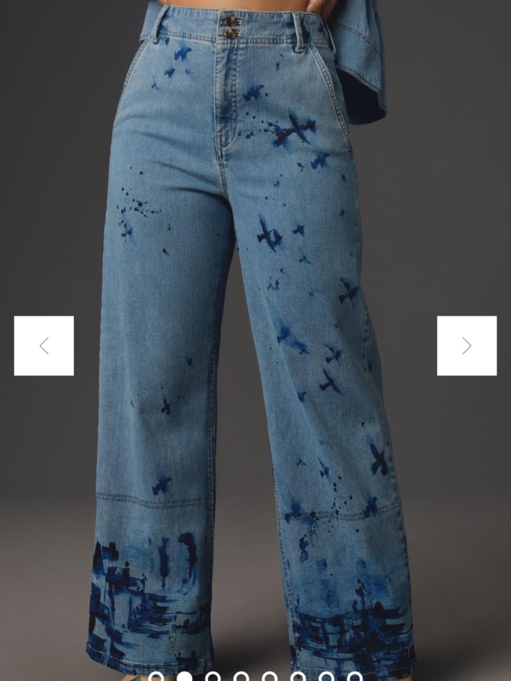 Anthropologie Sample wide leg splatter jeans 32